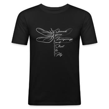 Libelle Flügel & Fliegen Inspiration Motivation - Männer Slim Fit T-Shirt - Schwarz - Vorne - Nik (191cm)