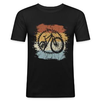 Retro MTB Vintage Fahrrad Mountainbiking Geschenk - Männer Slim Fit T-Shirt - Schwarz - Vorne - Nik (191cm)