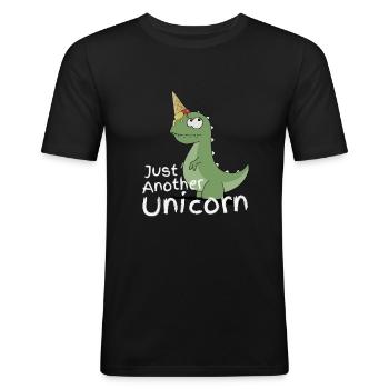 Just Another Unicorn Dinosaurier Einhorn mit Eis - Männer Slim Fit T-Shirt - Schwarz - Vorne - Nik (191cm)