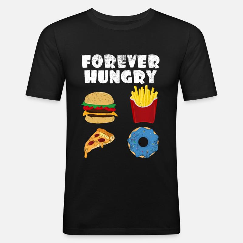 Forever Hungry | Hamburger frites donut gave - Slim Fit T-skjorte for menn - svart