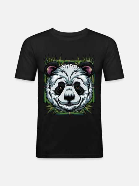 Pandabär - Männer Slim Fit T-Shirt - Schwarz