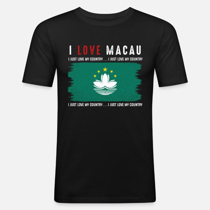 Macau - Männer Slim Fit T-Shirt - Schwarz