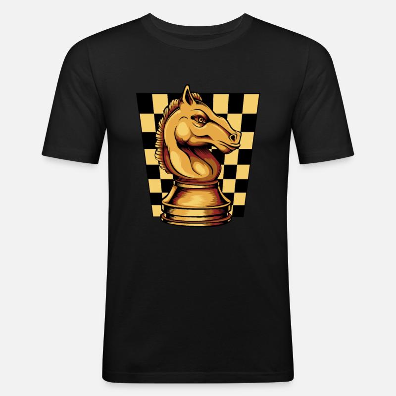 Schach Springer Schachbrett Schachfigur - Männer Slim Fit T-Shirt - Schwarz