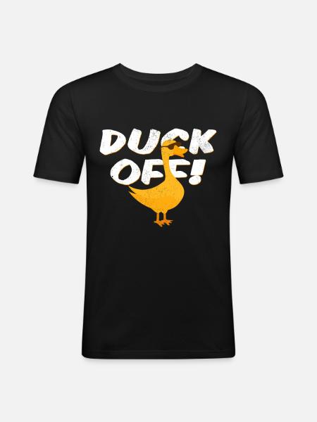 Duck Off! Cool duck pun ducks fan gift - Men's Slim Fit T-Shirt - black