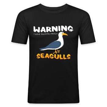 goélands - T-shirt près du corps Homme - noir - Devant - Nik (191cm)