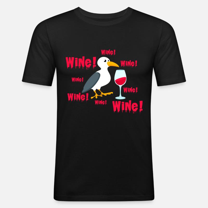 Möwen - Männer Slim Fit T-Shirt - Schwarz