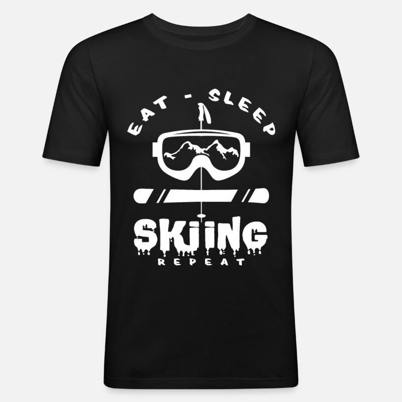 Ski - Männer Slim Fit T-Shirt - Schwarz