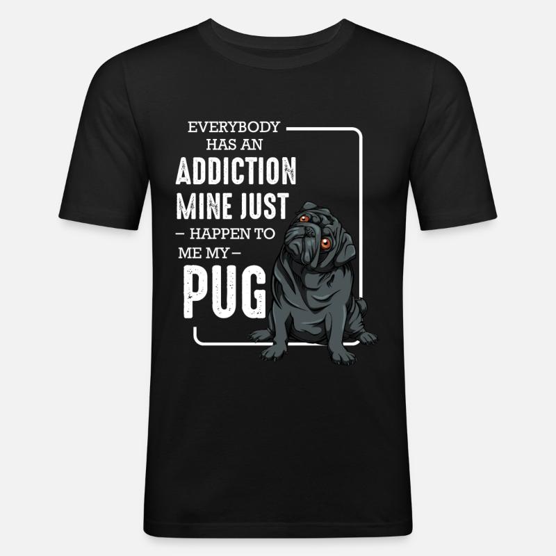 Mops - Männer Slim Fit T-Shirt - Schwarz