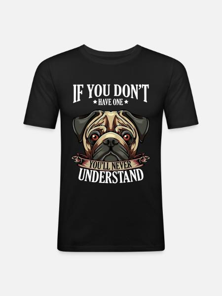 Mops - Männer Slim Fit T-Shirt - Schwarz