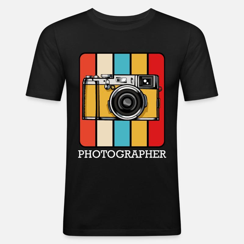 Fotograf - Männer Slim Fit T-Shirt - Schwarz