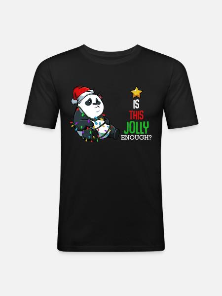 Panda - Männer Slim Fit T-Shirt - Schwarz