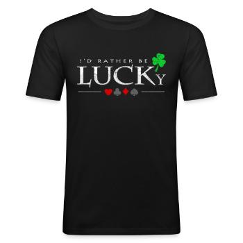 Ik heb liever geluk met het zeggen van het geschenk van de pokerspeler - Mannen slim fit T-shirt - zwart - Voor - Nik (191cm)