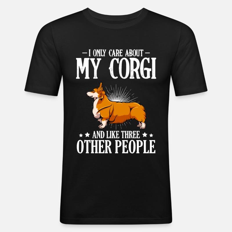 Welsh Corgi - Männer Slim Fit T-Shirt - Schwarz