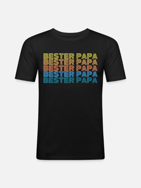 Bester Papa - Männer Slim Fit T-Shirt - Schwarz