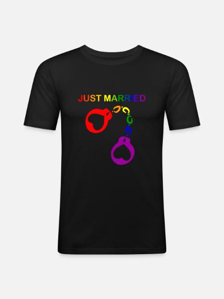 Just married gay marriage - Men's Slim Fit T-Shirt - black
