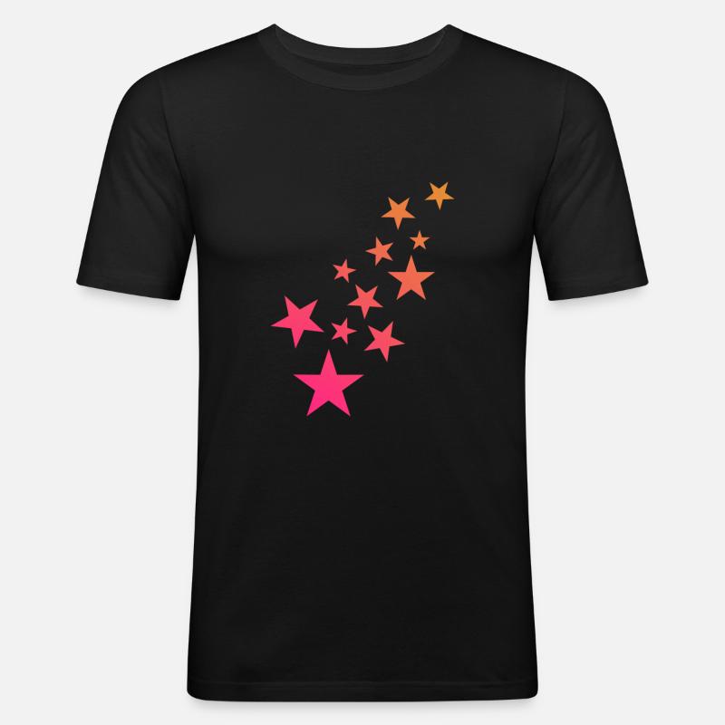 Stern Sternchen Muster Dekoration - Männer Slim Fit T-Shirt - Schwarz