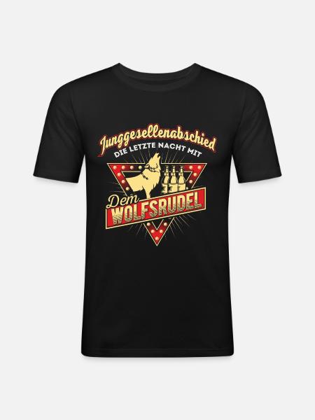 Junggesellenabschied Wolf JGA - Männer Slim Fit T-Shirt - Schwarz