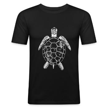 Schildkröte - Männer Slim Fit T-Shirt - Schwarz - Vorne - Nik (191cm)