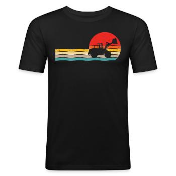 Radlader retro t-shirt radladerfahrer - Männer Slim Fit T-Shirt - Schwarz - Vorne - Nik (191cm)