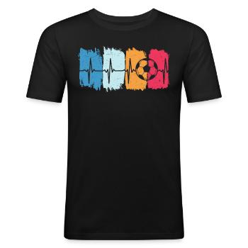 fußball herzschlag fussball t-shirt football - Männer Slim Fit T-Shirt - Schwarz - Vorne - Nik (191cm)