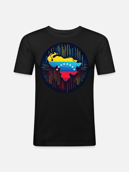 Neon Venezuela Map - Men's Slim Fit T-Shirt - black