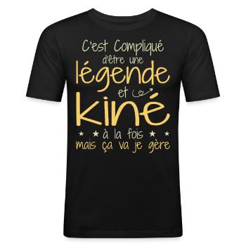Une légende et Kiné - T-shirt près du corps Homme - noir - Devant - Nik (191cm)