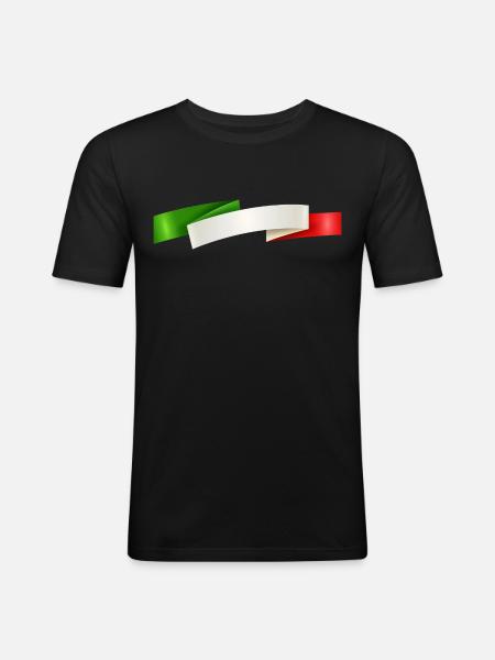 Nastro con design bandiera Italia - Maglietta aderente da uomo - nero