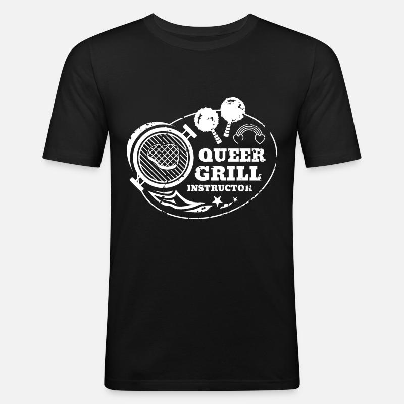 Queer Grill Instructor Shirt - Männer Slim Fit T-Shirt - Schwarz