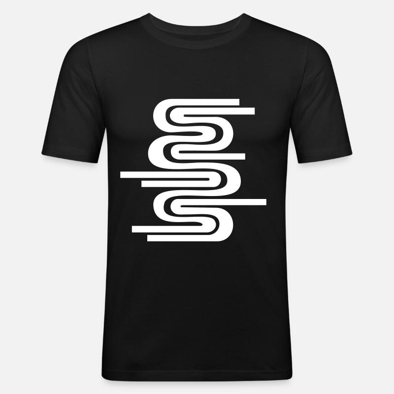 Abstract wave / 70s pattern - Men's Slim Fit T-Shirt - black