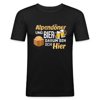 Handwerker Leberkas Leberkäse Alpen Döner Spruch - Männer Slim Fit T-Shirt - Schwarz - Vorne - Nik (191cm)