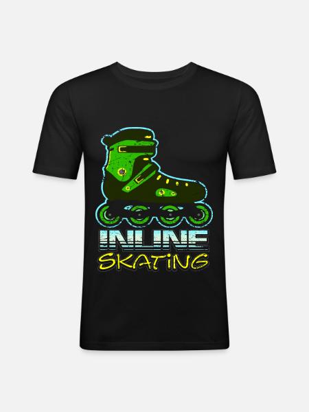 Inline Skates - Männer Slim Fit T-Shirt - Schwarz