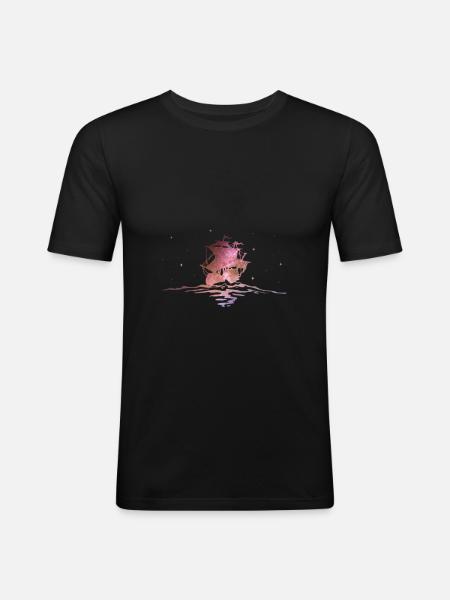 voilier - T-shirt près du corps Homme - noir
