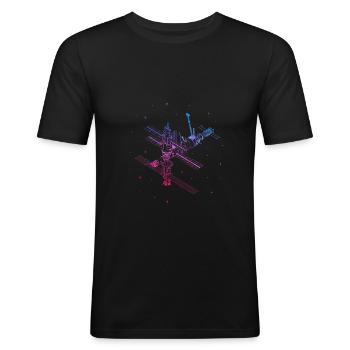 ISS - Männer Slim Fit T-Shirt - Schwarz - Vorne - Nik (191cm)