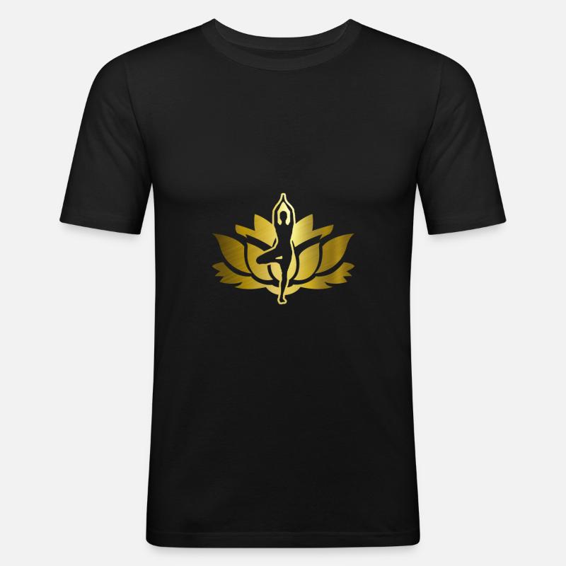 Yoga - Männer Slim Fit T-Shirt - Schwarz