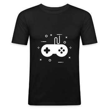 Gaming - Männer Slim Fit T-Shirt - Schwarz - Vorne - Nik (191cm)