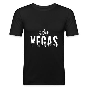 Las Vegas - Männer Slim Fit T-Shirt - Schwarz - Vorne - Nik (191cm)
