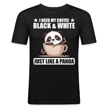 I Need My Coffee Black and White Just Like a Panda - Men's Slim Fit T-Shirt - black - Front - Nik (191cm)