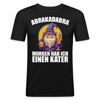 Abrakadabra Morgen Hab Ich Einen Kater Mallorca - Männer Slim Fit T-Shirt - Schwarz - Vorne - Nik (191cm)