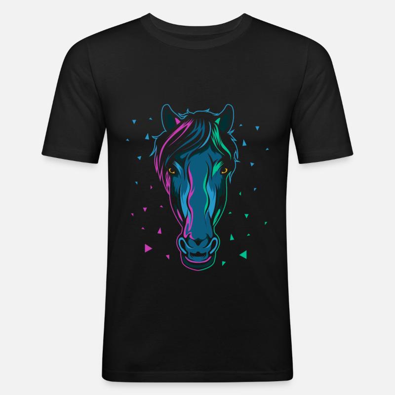 Pferd - Männer Slim Fit T-Shirt - Schwarz