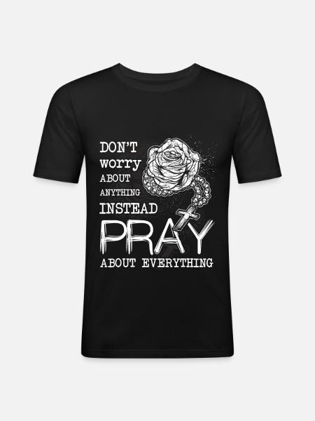 Rosary Christian Prayer Christianity - Men's Slim Fit T-Shirt - black