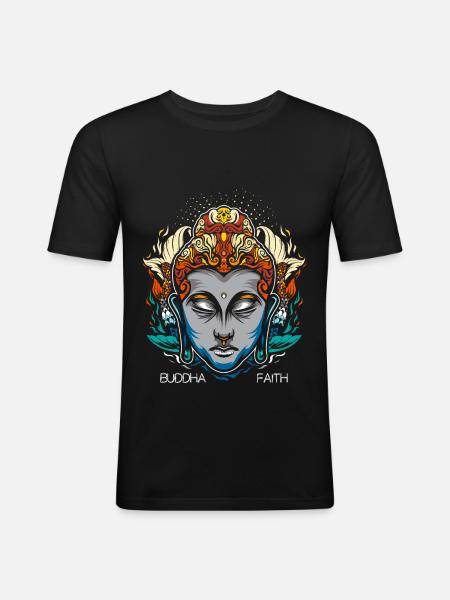 Bouddha Bouddhiste Bouddhisme cadeau - T-shirt près du corps Homme - noir