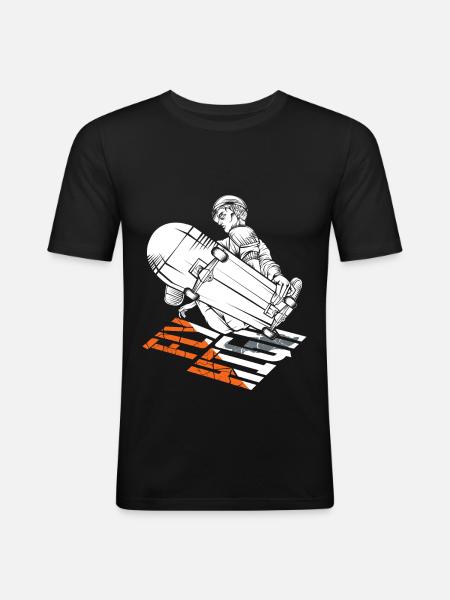 Comic Skate - Männer Slim Fit T-Shirt - Schwarz