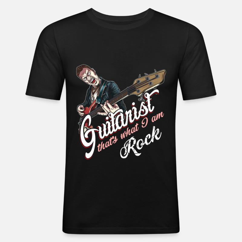 Rockabilly Gitarrist - Männer Slim Fit T-Shirt - Schwarz