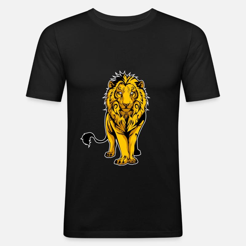 Moderner Löwe - Männer Slim Fit T-Shirt - Schwarz