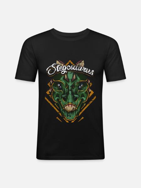 Stegosaurus - Männer Slim Fit T-Shirt - Schwarz