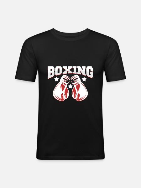 Boxhandschuhe - Männer Slim Fit T-Shirt - Schwarz