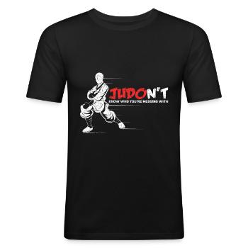 Judo - Männer Slim Fit T-Shirt - Schwarz - Vorne - Nik (191cm)