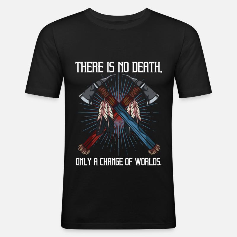 Indianer Tomahawk - Männer Slim Fit T-Shirt - Schwarz