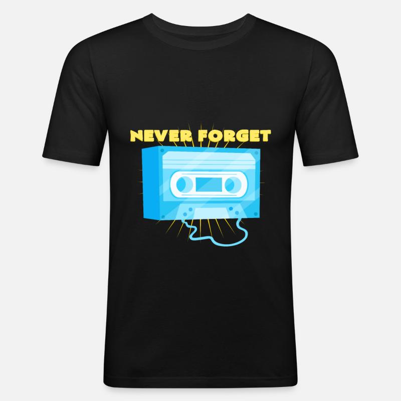Kompaktkassette - Männer Slim Fit T-Shirt - Schwarz