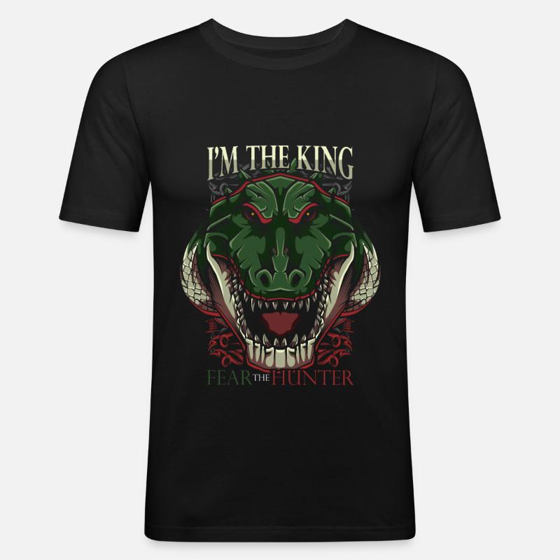 Krokodil - Männer Slim Fit T-Shirt - Schwarz